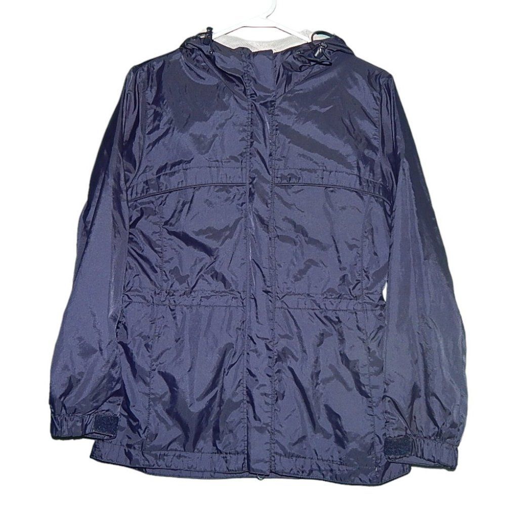 Athletech Women’s Small Navy Blue Hooded Lined Full Zip Windbreaker Jacket